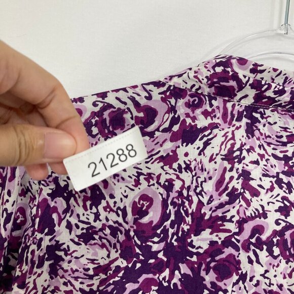 Style & Co. size 18 Purple White Abstract Print Cotton Long Sleeve Button Down - Picture 8 of 8